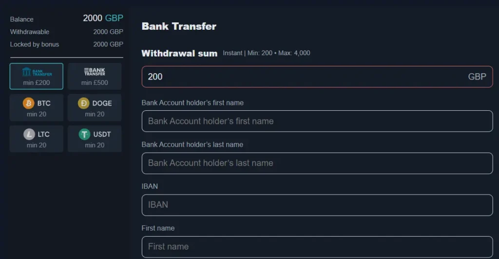SpinShark Withdrawal